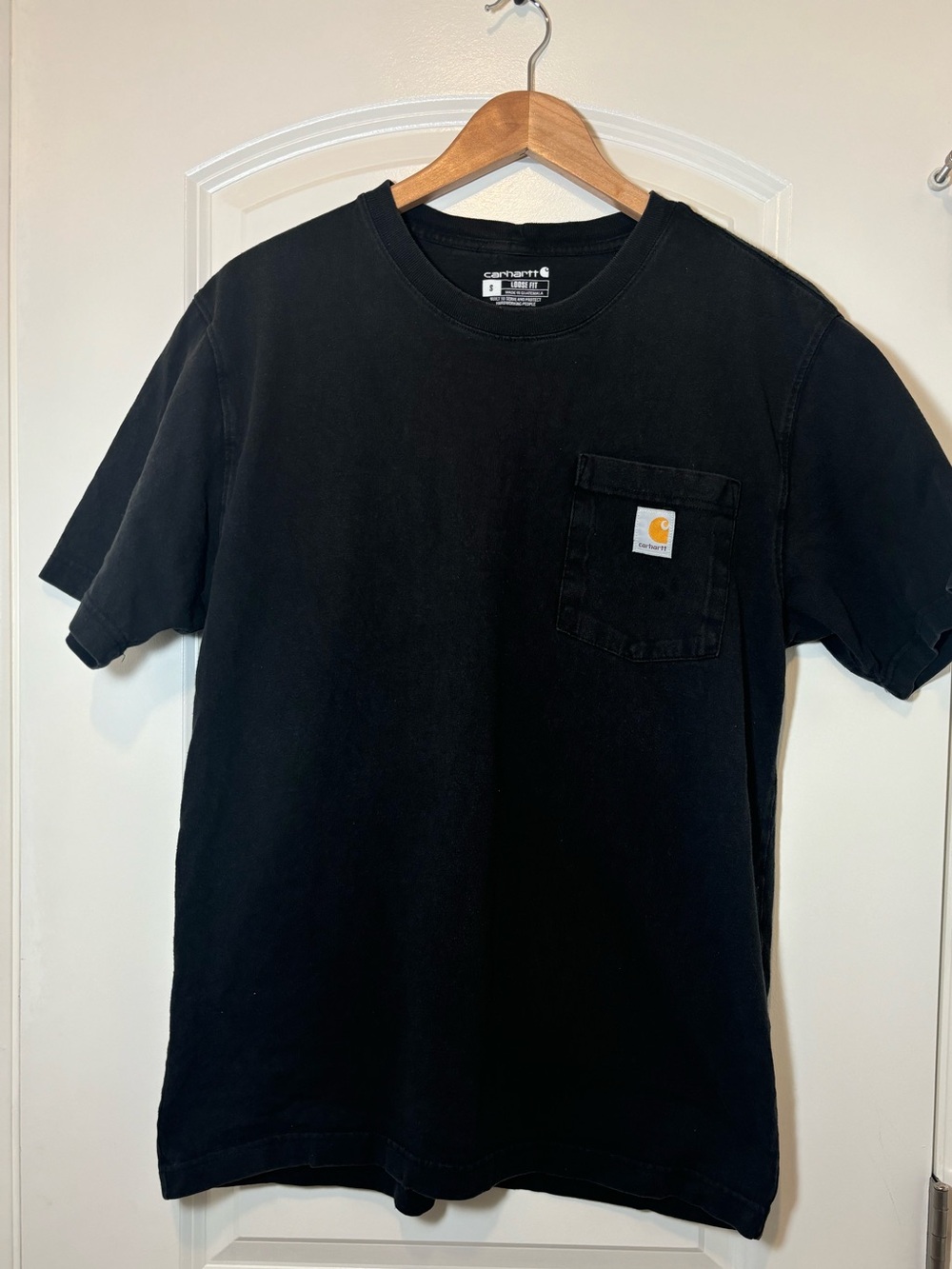 Carhartt Black Short-Sleeve Pocket Tee with Logo Patch